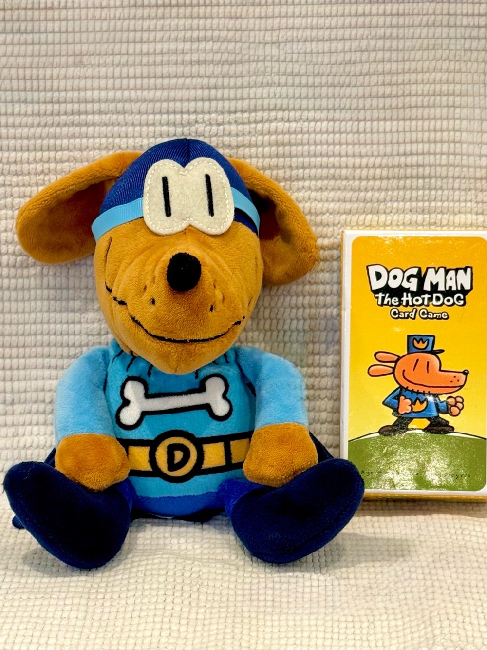 Dog Man Bark Night 8” Plush and Dog Man Card Game Set
